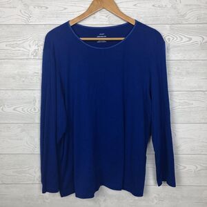 CJ Banks Women's Layer Your Look Long Sleeve Tee Shirt 100% Cotton Blue Size 2X
